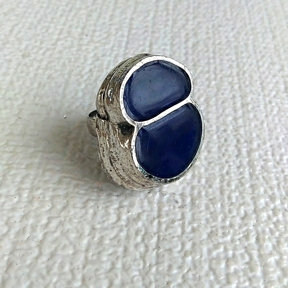 RARE HATTIE CARNEGIE Abstract Blue Inlay Adj. Ring - Picture 10 of 16